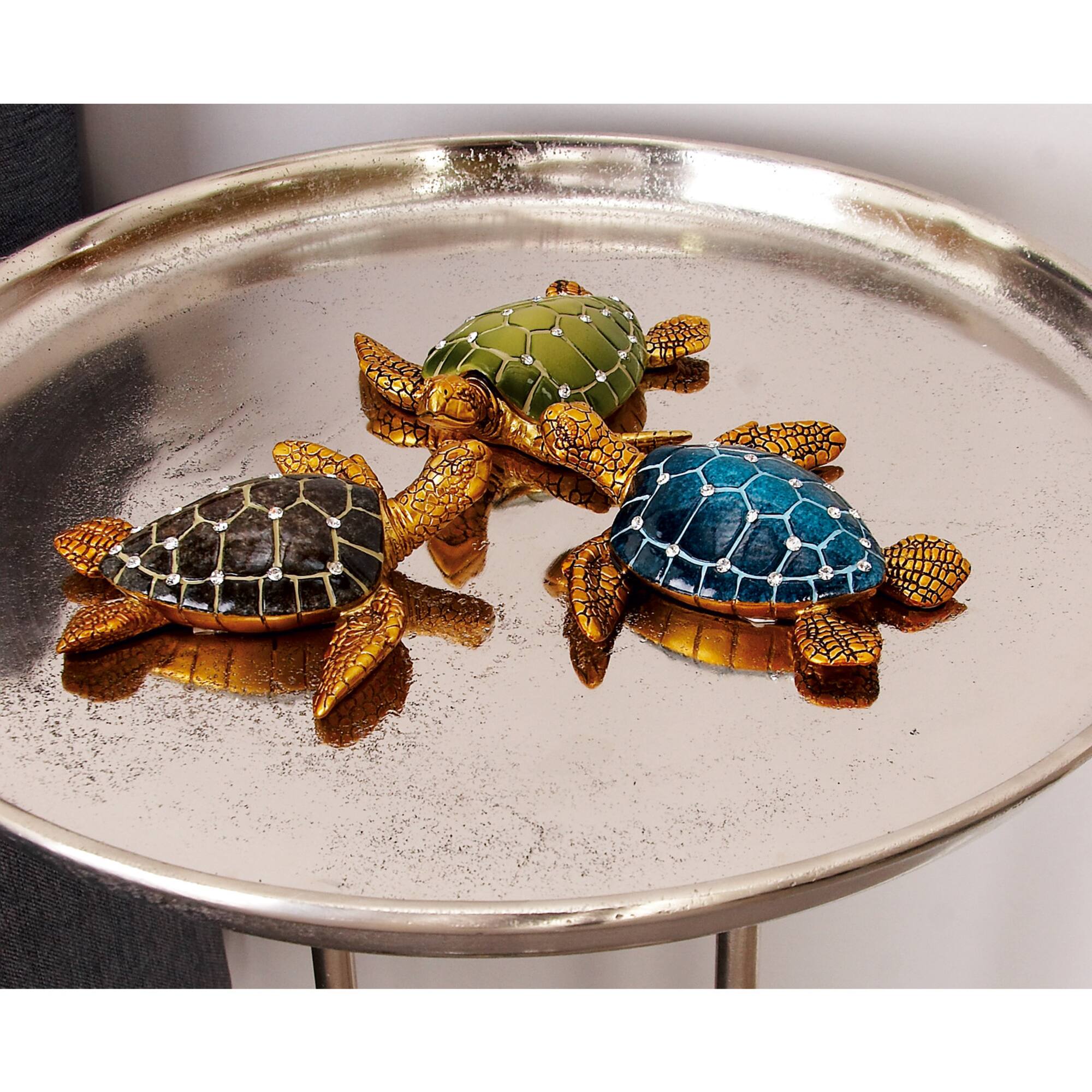 5" Brown Polystone Coastal Turtle Sculpture Set